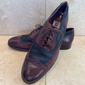 Bruno Magli Brown and Black Leather Wingtip Oxfords Size 12M (read listing)